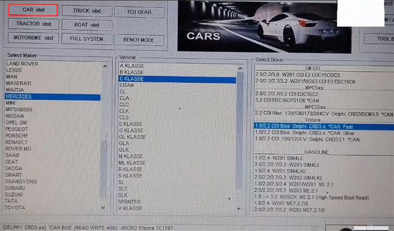 foxflash and otb adapter read write mercedes crd3 7