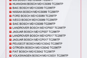 obdstar update locked md1 mg1 ecu support list
